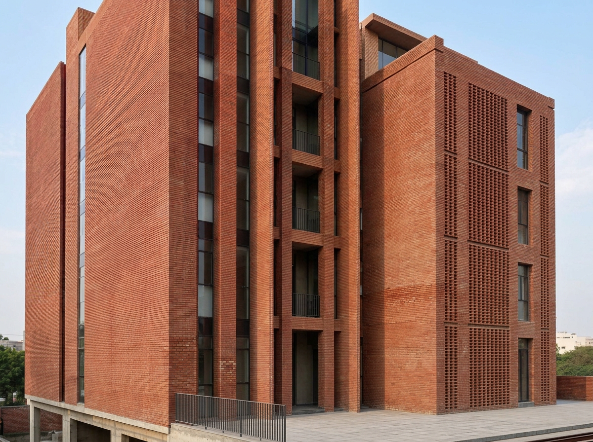 AI visualization of the completed exposed brick building